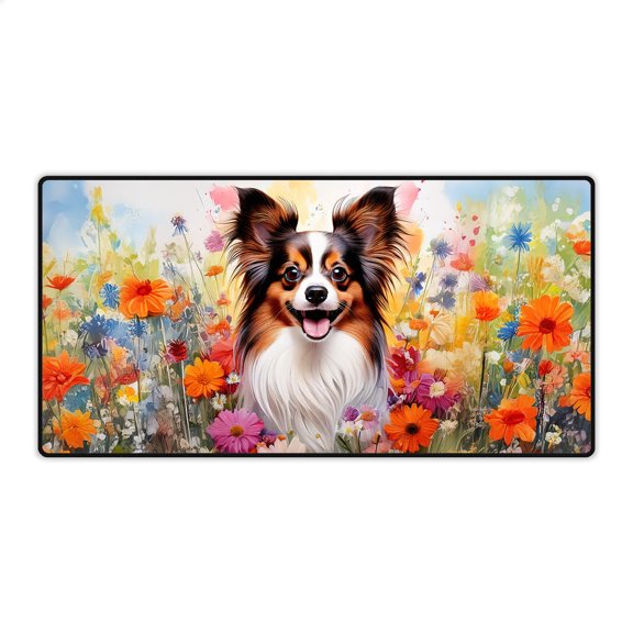 Welcome Spring Summer Papillon Portrait Flower Blue Sky Desk Mat Full Keyboard Mouse Pad Pap Butterfly Dog Lover Large Mousepad - 12001