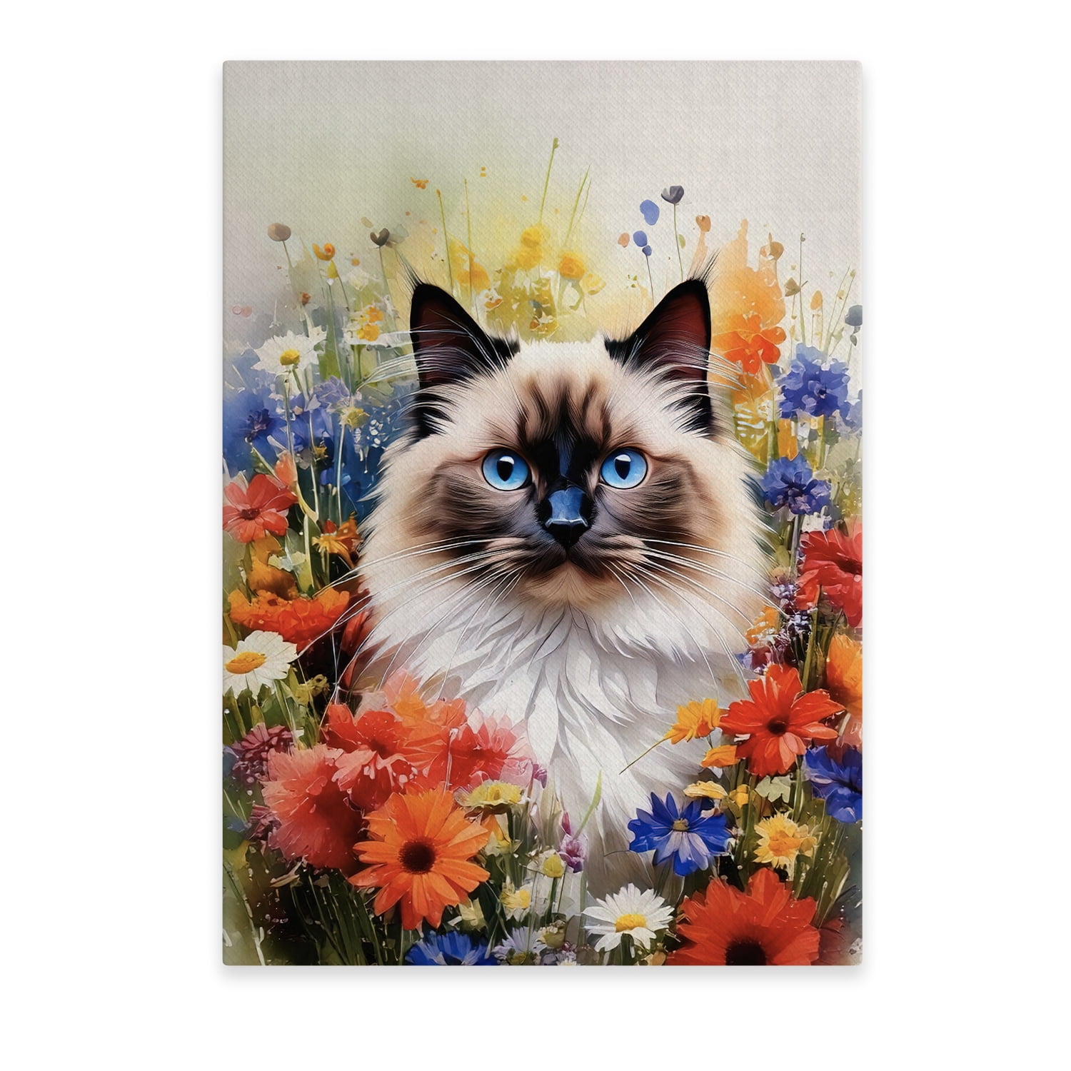 Welcome Spring Summer Ragdoll Portrait Flower Blue Sky Vertical Matte ...