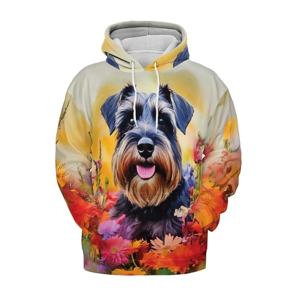 Welcome Spring Summer Schnauzer Portrait Flower Blue Sky All Over Print 3D Hoodie Unisex Merch Hoodies Miniature Schnauzer Dog Lover - 12001