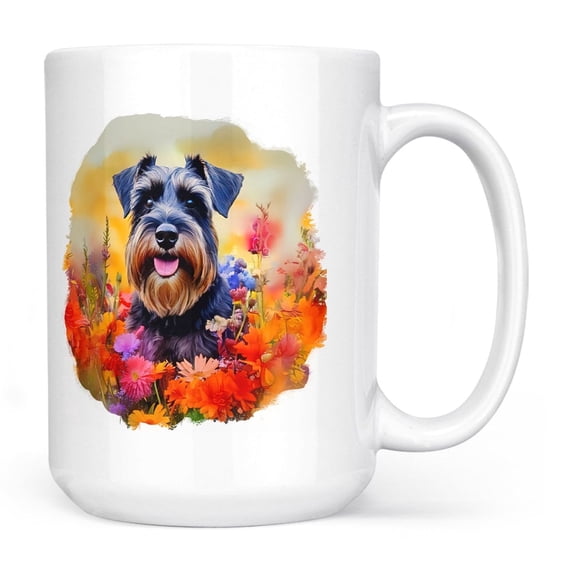 Welcome Spring Summer Schnauzer Portrait Flower Blue Sky Mug Miniature Schnauzer Dog Lover Coffee Tea Cup - 12001