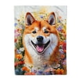 thumbnail image 1 of Welcome Spring Summer Shiba Inu Portrait Flower Blue Sky Cozy Fleece Blanket Shibas Dog Lovers Gifts Idea Warm Soft Throw Blanket - 12001, 1 of 5