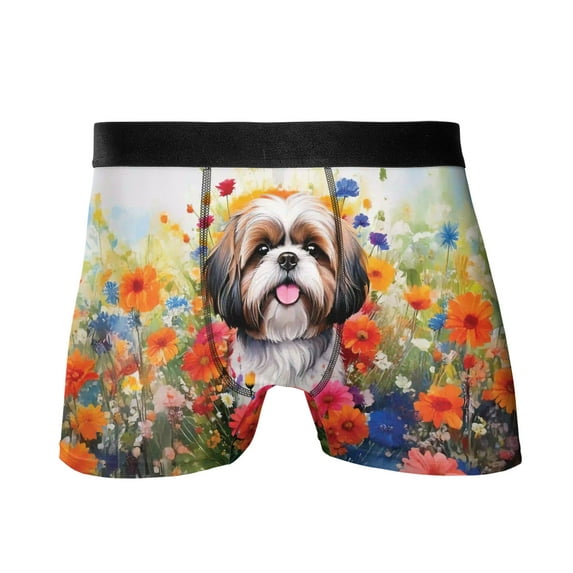 Welcome Spring Summer Shih Tzu Portrait Flower Blue Sky All Over Print Boxer Briefs Underwear for Men Dad Lion Dog Lover Gifts - 12001