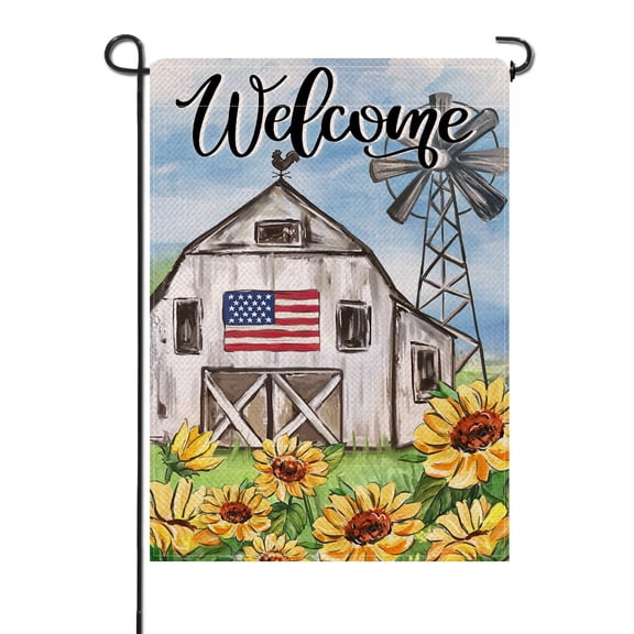 Welcome Spring Summer Small Burlap Bumble Bee Garden Flag 12x18 Double Sided Honeybee Floral Vintage Botanical Yard Decor