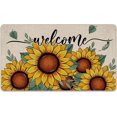 thumbnail image 1 of Welcome Spring Summer Sunflower Decorative Front Door Mat, Floral Leaves Doormat Indoor Outdoor Non-Slip Floor Entryway Rug, Fall Autumn Seasonal Home Kitchen Decoration 17x30 Inch, 1 of 6