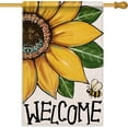 thumbnail image 1 of Welcome Spring Summer Sunflower Decorative House Flag, Bee Garden Yard Outside Decorations, Farmhouse Outdoor Large Home Decor Double Sided 28 x 40, 1 of 6
