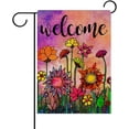 thumbnail image 1 of Welcome Spring Summer Watercolor Garden Flag Double Sided, Flowers Decorative House Yard Lawn Outdoor Small Burlap Flag Vintage Sunflower Decor Farmhouse Seasonal Outside Decorations 12.5 x 18, 1 of 6