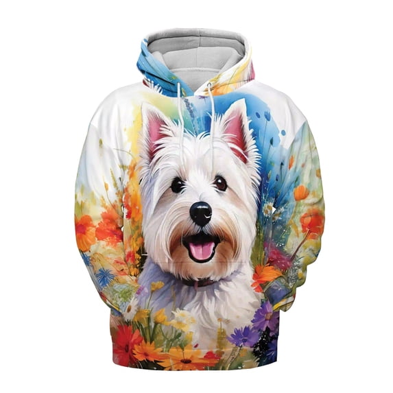 Welcome Spring Summer West Highland White Terrier Portrait Flower Blue Sky All Over Print 3D Hoodie Unisex Merch Hoodies Westie Westy Dog Lover - 12001