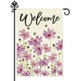 thumbnail image 1 of Welcome Spring Summer Wildflowers Yellow Purple Flowers 12.5x18in Garden Flag, Home Outdoor Garden Flag Decoration -Purple, 1 of 1