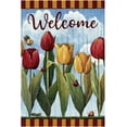 thumbnail image 1 of Welcome Spring Tulip House Yard Flag Double Sided Floral House Flag 28x40 inch, 1 of 6