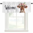 thumbnail image 1 of Welcome Spring Window Valance Curtain Flower Wreath Brown Bull Rod Pocket Short Curtain for Living Room, Bedroom & Kitchen Window Decor 42x18in, 1 of 8