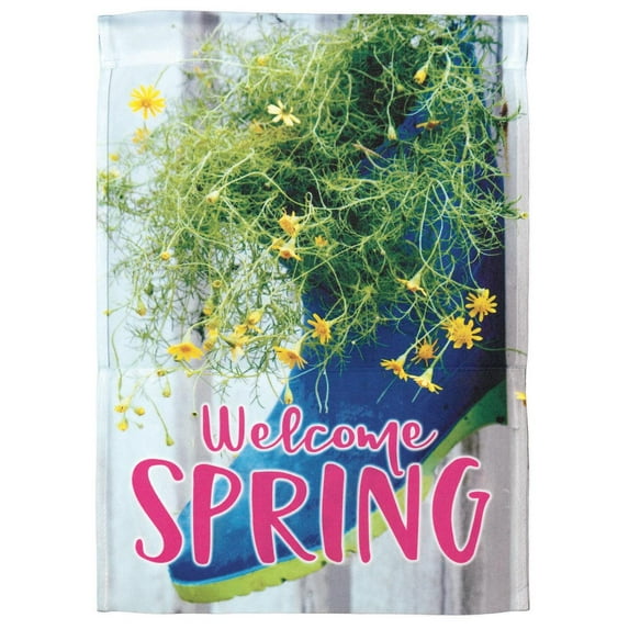 Welcome Spring Yellow Floral 13 x 19 Small Polyester Outdoor Hanging Garden Flag