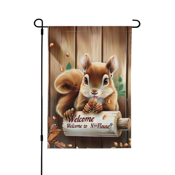 Welcome Squirrel Garden Flag 12x18 Inch Double Sided Autumn Yard Flag House Outdoor Decor Fall Decoration Seasonal Banner