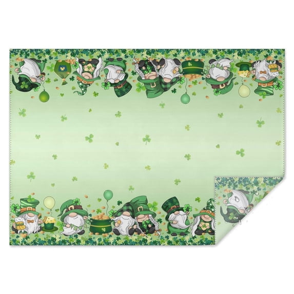 Welcome St.Patrick's Clover Gnomes Short Table Cloth,Wrinkle Free Table Cover with Polyester,Waterproof Reusable Table Cloths for Kitchen Picnic Party (Rectangle,60x84inch)