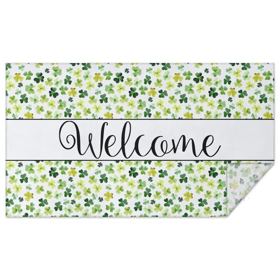 Welcome St.Patrick's Day Clovers Leaf Tablecloth,Oil Proof Spill Proof Polyester Table Cover for Rectangle Tables,Foldable Table Clothes Fitted Tablecloths for Spring Easter Picnic Kitchen