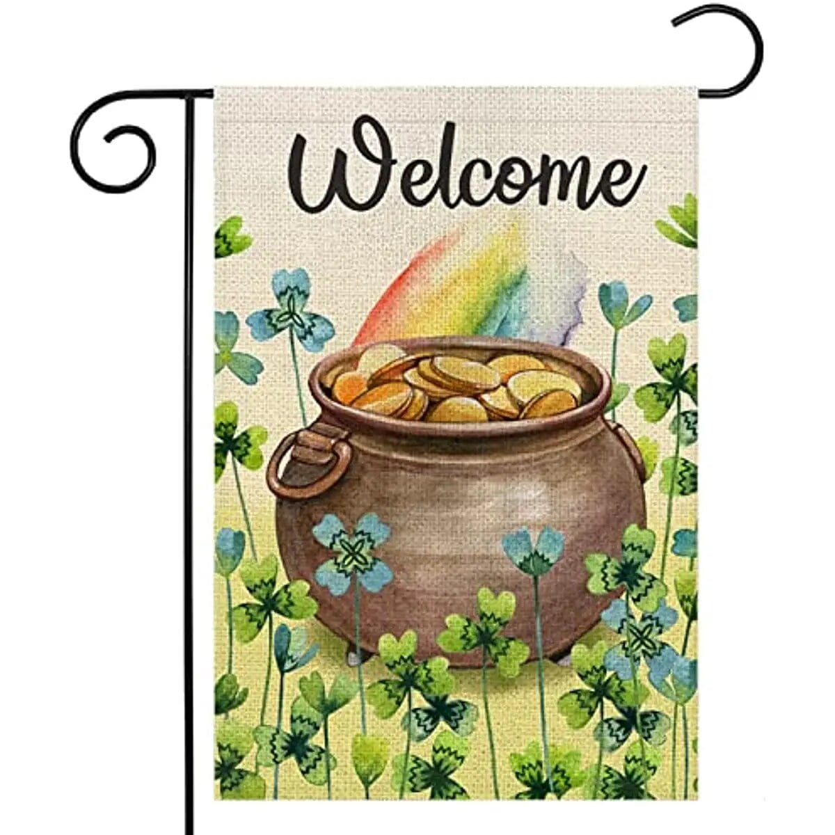 Welcome St. Patrick's Day Gard Flag 12x18h Double Sided Irish Shamrock 