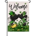 thumbnail image 1 of Welcome St. Patrick''s Day Mouse Decorative Garden Flag, Green Black Shamrock Clover Polka Dot Top Hat Yard Lawn Outside Decor, Gold Coin Irish Holiday Outdoor Home Decoration Double Sided 12x18, 1 of 5