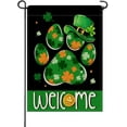 thumbnail image 1 of Welcome St Patricks Day Dog Cat Paw Prints Small Decorative Garden Flag, Lucky Shamrock Clover Hat Yard Lawn Outside Decor, Spring Irish Burlap Outdoor Home Decoration Double Sided 12 x 18, 1 of 6