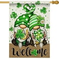 thumbnail image 1 of Welcome St. Patricks Day Gnome House Flag Double Sided, Lucky Shamrock Clover Polka Dot Decorative Garden Yard Outdoor Large Decor, Horseshoe Irish Rustic Burlap Home Outside Decoration 28x40, 1 of 6