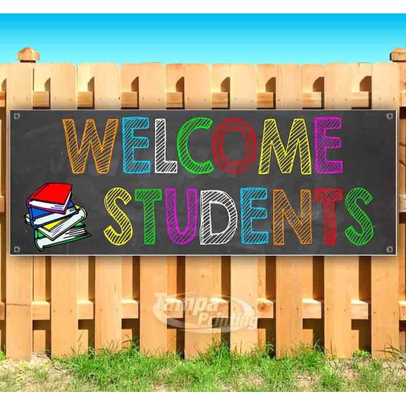 Welcome Students 13 oz Vinyl Banner With Metal Grommets