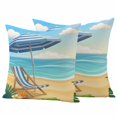 thumbnail image 1 of Welcome Summer Beach Outdoor Pillow Covers Pack of 2 Coastal Watercolor Ocean Sky Flower Lounger Leaf Waterproof Throw Pillow Covers Decorative Cushion Cases for Patio Garden Tent Balcony 16x16 inch, 1 of 9