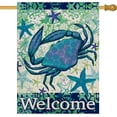 thumbnail image 1 of Welcome Summer Coastal Crab Small Decorative Garden Flag, Hawaiian Beach Starfish House Yard Ocean Nautical Outside Decoration, Tropical Sea Seasonal Outdoor Decor Double Sided 12x18, 1 of 6
