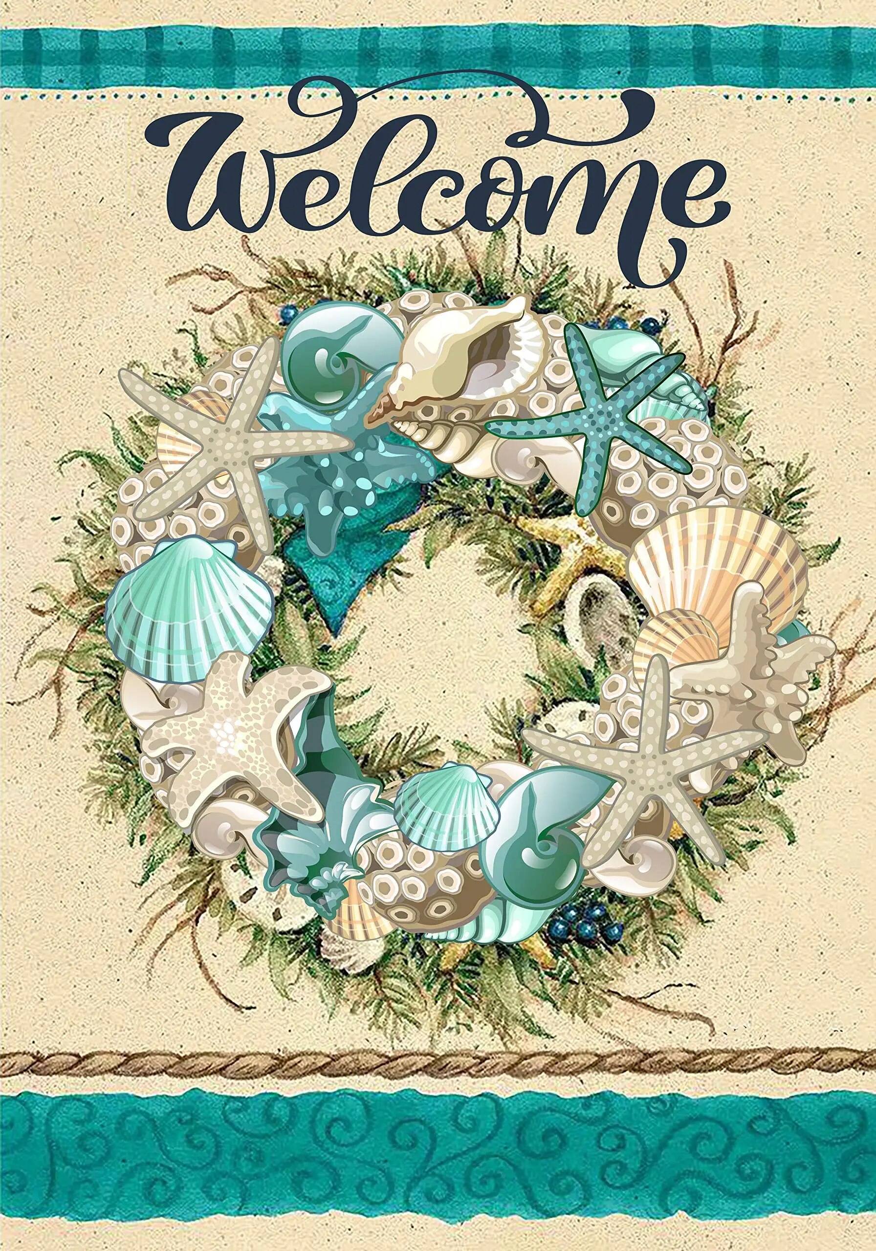 Summer Coastal Garden Flag Nautical Tropical Conch StarShell