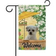 thumbnail image 1 of Welcome Summer Dog Garden Flag Maltese Poodle Play in the Yard Floral Plants Sunshade Spring Decor Home Banner for Outside 12.5x18 Inch Double Side, 1 of 6