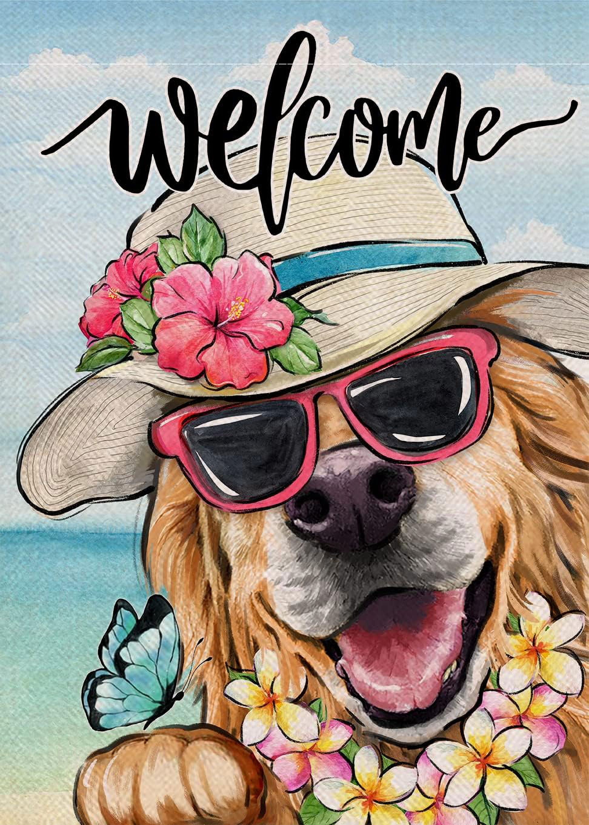 Hzppyz Sommer Strand Hund Flagge – Doppelseitige Gartenflagge Mit Rotem Truck, 12x18 Zoll, Wetterfest & Dekorativ