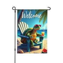 Welcome Summer Garden Flag 12x18 Inch Double Sided Turtle Beach Chair Patio Decor Tropical Summer Relaxation Outdoor Yard Flag