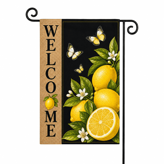 Welcome Summer Garden Flag with Lemon Spring Porch Entry Decor