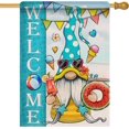 thumbnail image 1 of Welcome Summer Gnome Pool Large Decorative House Flag, Swimming Beach Coastal Sea Yard Garden Outside Decor, Seasonal Burlap Outdoor Home Decoration Double Sided 28 x 40, 1 of 6