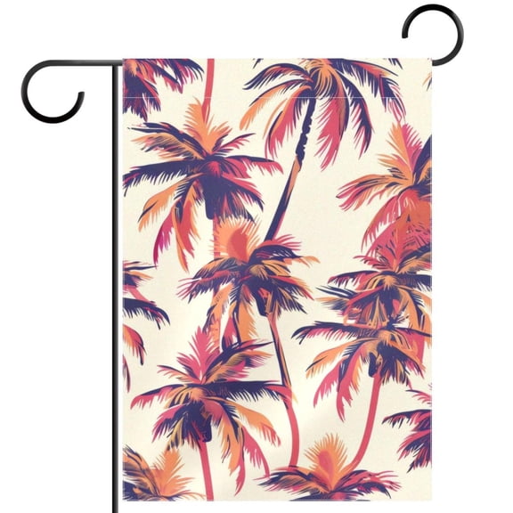 Welcome Summer Palm Tree Pattern Garden Flag, Vertical Double Sided Small House Flag, Yard Farmhouse Outdoor Deck Veranda Lawn Decor 28x40 Inch