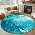 thumbnail image 1 of Welcome to Summer Round Living Room Rugs 7 ft, Blue Shark Ocean Animal Watercolor Washable Area Rug with Non-Slip Sturdy Edge Binding Round Carpet for Kitchen Office Bedroom, 1 of 9