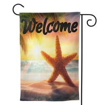 Welcome Summer Starfish Garden Flag 12.5"X18" Outdoor Indoor Garden Decor Porch Banner Sign With Grommets Uv Fade Resistant