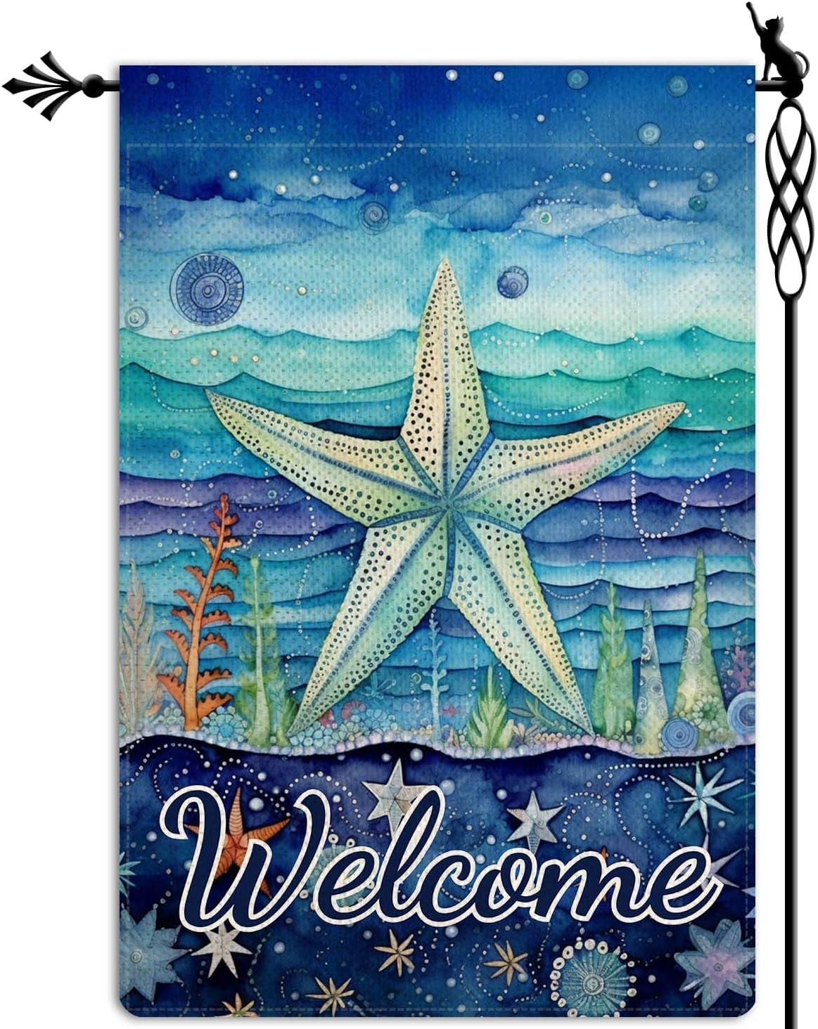 Welcome Summer Starfish Garden Flag Ocean Sea Garden Flag Vertical ...