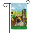 thumbnail image 1 of Welcome Summer Sunflower Dog Garden Flag Pug on Country Farm Butterfly Flowers Decor Banner for Outside Yard 12.5x18 Inch Double Side, 1 of 6
