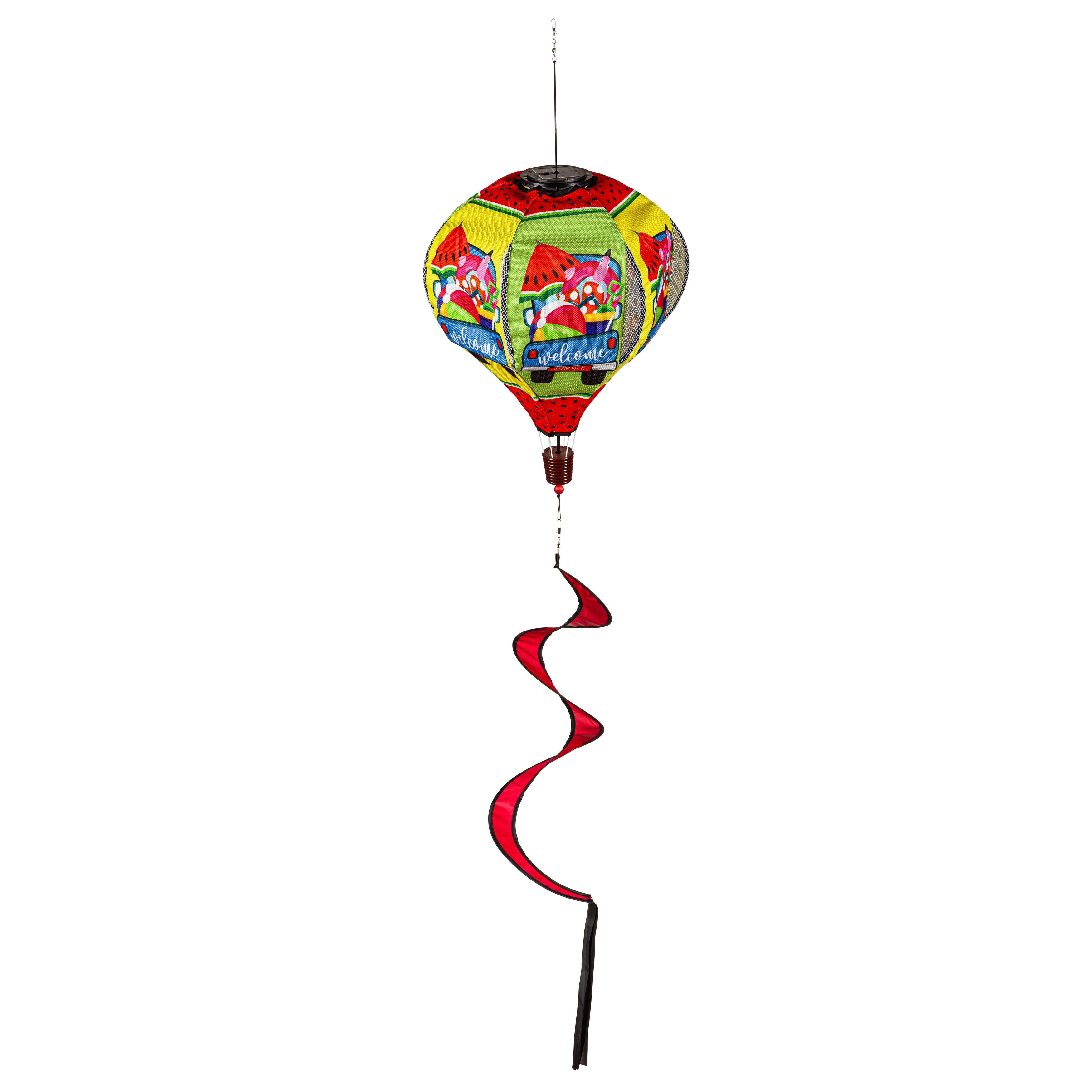 Colorful Nylon Burlap Solar Lit Balloon Spinner