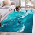 thumbnail image 1 of Welcome to Summer Washable Area Rugs 3'x5', Blue Shark Ocean Animal Watercolor Low Pile Throw Living Room Rug Non-Slip Sturdy Edge Binding Carpet for Indoor Entryway Bedside Kitchen, 1 of 9