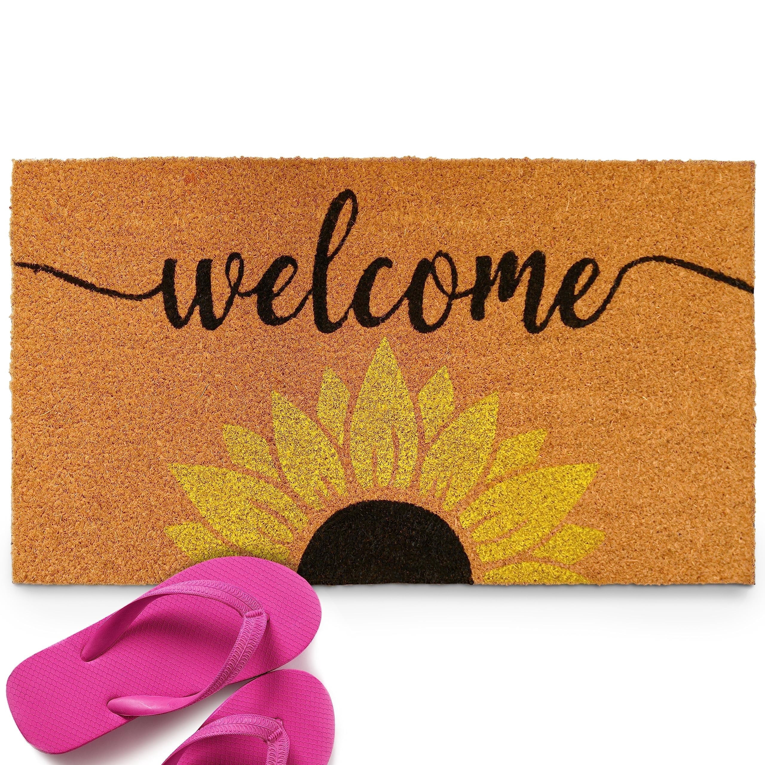 MAINEVENT Welcome Sunflowers Doormat 30x17 Inch, Spring Outdoor Welcome Mat for Outside