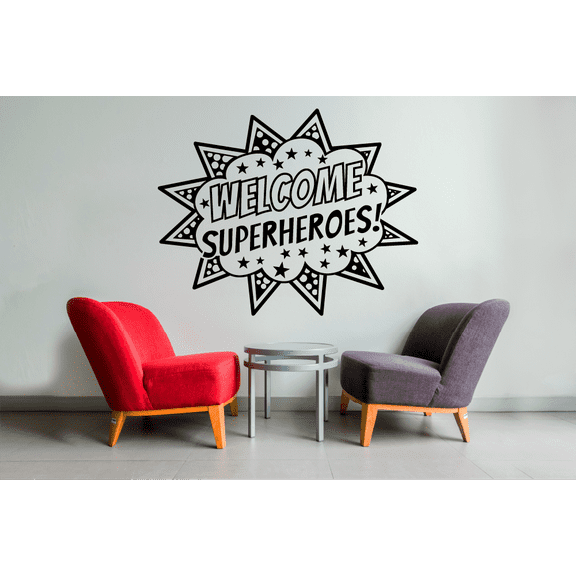 Welcome Superheroes Classroom Wall Decals Stickers Education Educational Quotes for Teachers Students School Room Nursery Kindergarten Library Home Art Decals Wall Vinyl Decoration Size (24x40 inch)