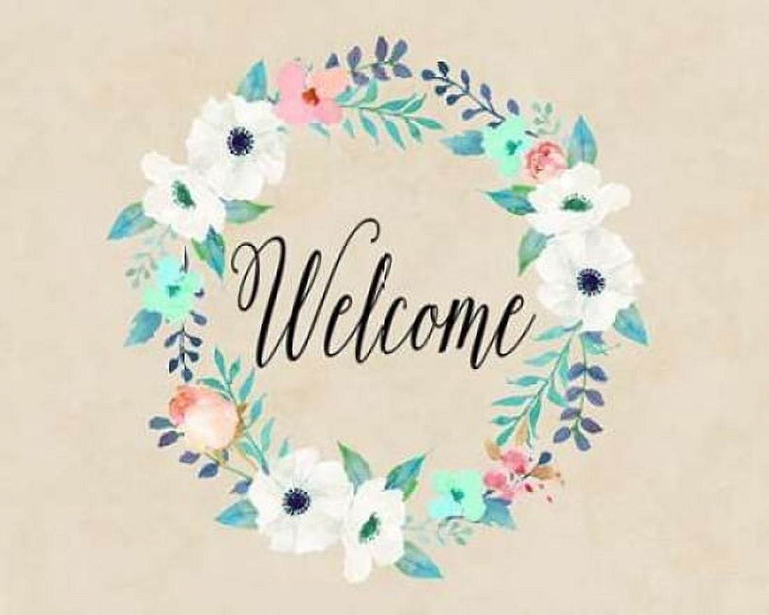 Welcome Teal and Pink Canvas Art - Tara Moss (24 x 30)