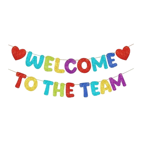 Welcome to the Teams Banners, Glitter Paper Garland for Office and Party Decoration, Adjustable String, Multi-Scenario Usage, Festive Team Welcome Sign