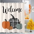 thumbnail image 1 of Welcome Thanksgiving Pumpkin Shower Curtains for Bathroom, Harvest Autumn Pumpkin Orange Black Plaid Waterproof Fabric Shower Curtain for Bathroom Bathtub Decoration, Machine Washable, 54x"78", 1 of 9