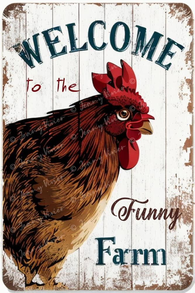 to The Funny Farm Sign, Chicken Coop Sign, Chicken Gifts For Chicken Lovers, Barn Farm
