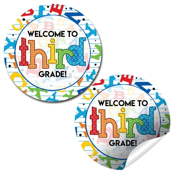 Welcome to Third Grade Stickers for Kids  40 Count, 2 Inch Round Back to School Stickers for Teachers, First Day of School Labels for Goodie Bags and Classroom Supplies by Amanda Creation