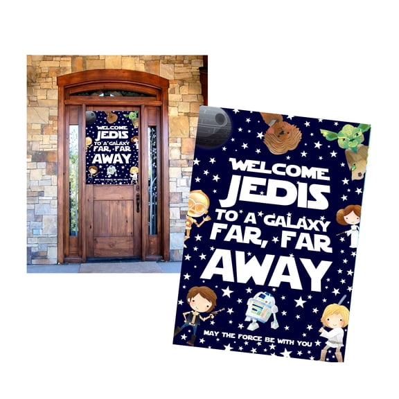 Party Decor Poster Galaxy Far Far Away Character Themed Party Supply Sign Decoration