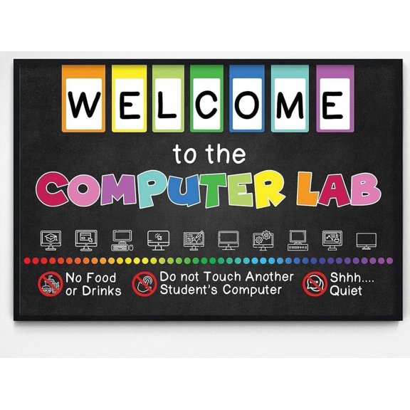 Welcome To Computer Lab Wall Art Poster Classroom Decor Metal Plaque School Home Club Library Wall Decor Metal Tin Sign-8x12in