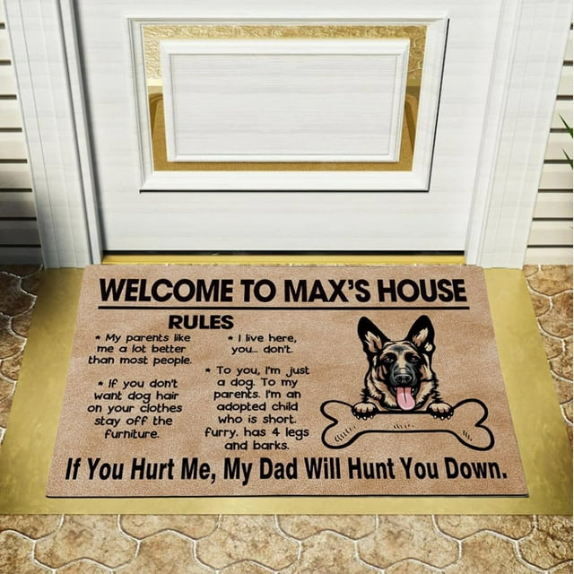 To Dog'S House Lovely Border Collie Dog Door Mat Dog Rules