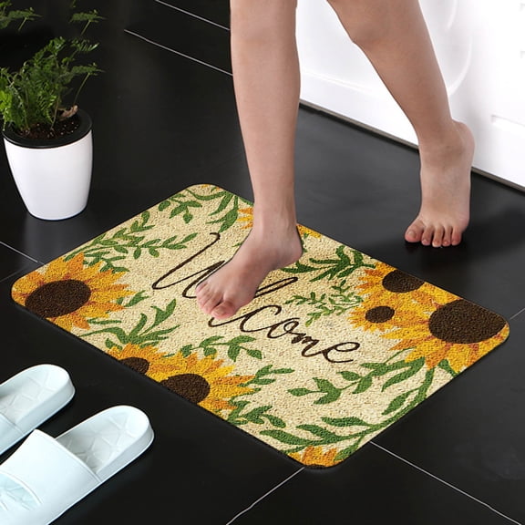 Welcome To Entry Floor Mats Foyer Kitchen Absorbent Mats Carpet Floor Mats Polyester Carpet,G,Flannel Suede + Anti-Slip Point Plastic Bottom