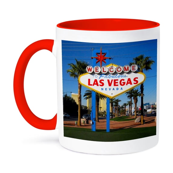 3dRose, Welcome To Fabulous Las Vegas, NV, 11oz Two-Tone Red Mug